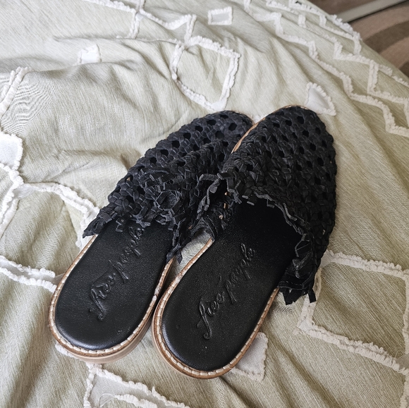 Free People Leather Mirage Woven Slip On Flats - Picture 9 of 11